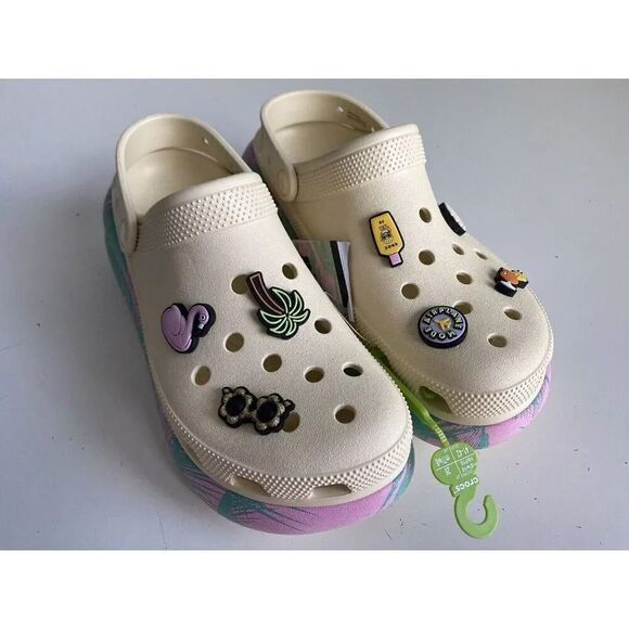 Crocs Classic Crush Spring Break Clog Women's Sz 10 Vanilla 208405-1FR NEW - Picture 1 of 13